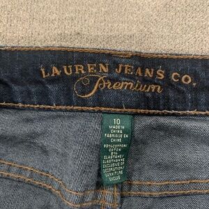 Lauren Ralph Lauren Women's Straight Leg Jeans - Dark Blue with Tan Stitching